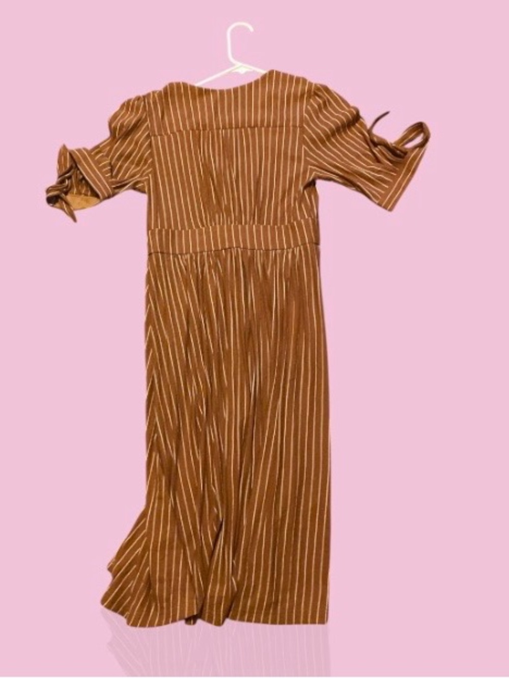 By Together Brown Striped Button-Front Midi Dress - Picture 6 of 7